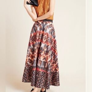 Anthropologie Printed Maxi Skirt in Rust, Black, Cream